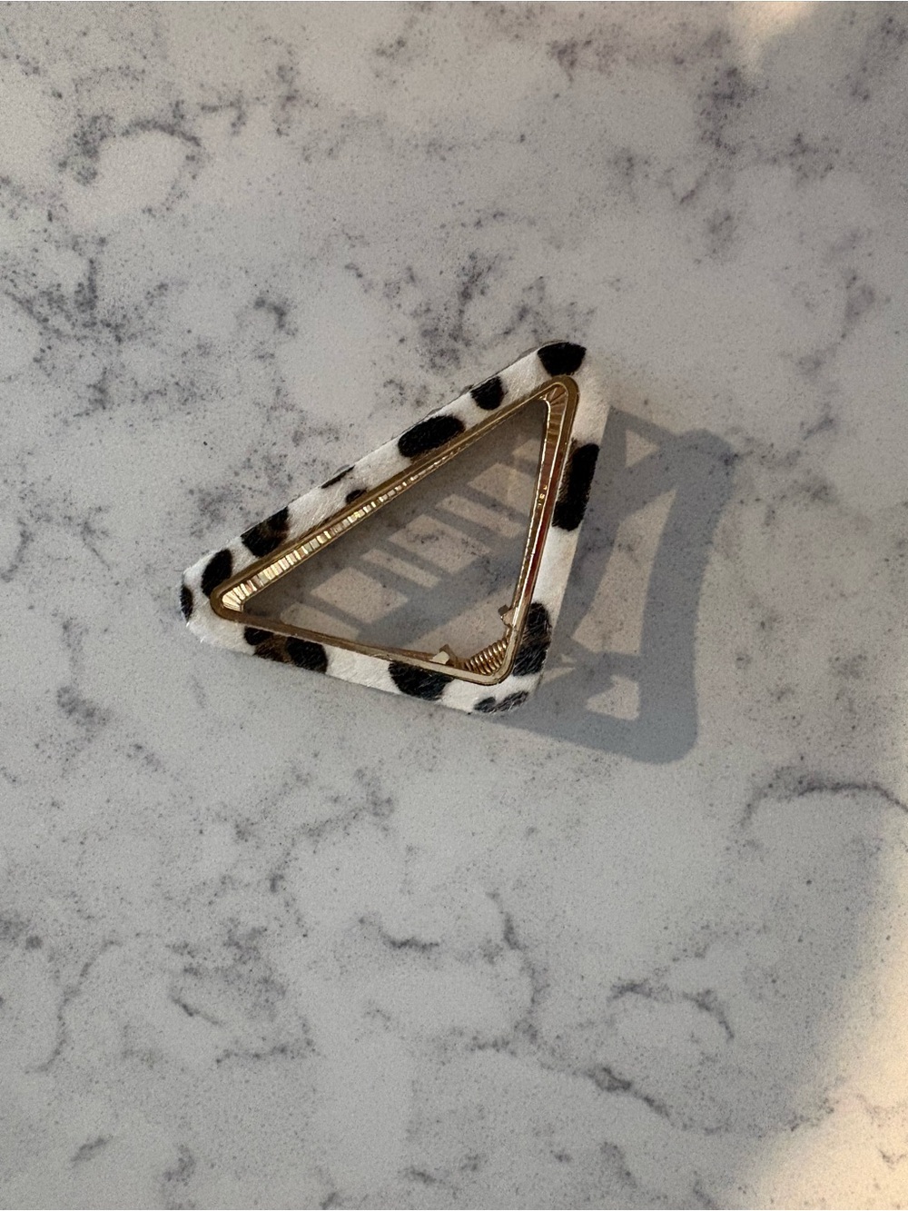 Leopard Print Triangle Hair Clip - White and Black